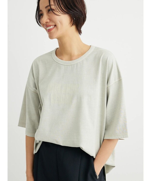 Green Parks ５分袖ピグメントロゴプルオーバー Beige