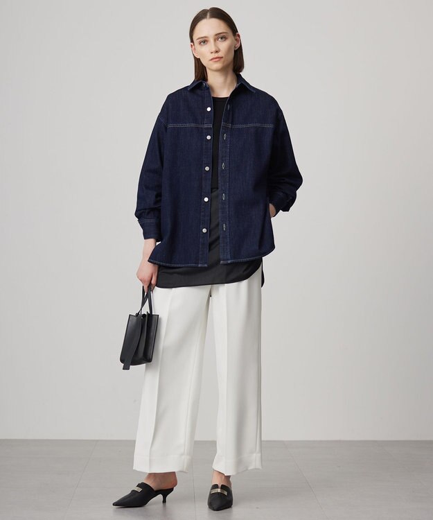 ICB 【洗える】シルフィルダブルクロス ワイドパンツ アイボリー系