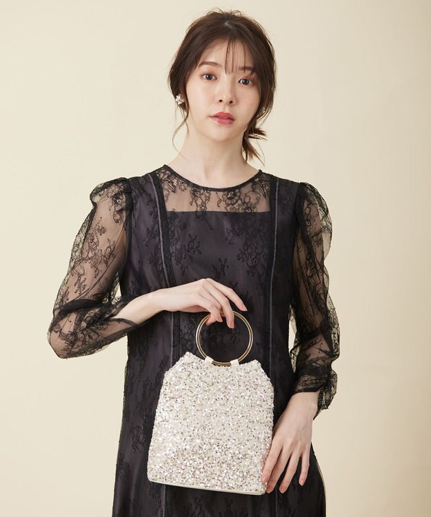 ANY SIS 【Lily Calin】クラシックナローレース ドレス ブラック