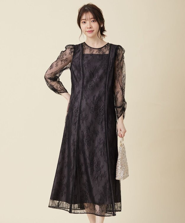 ANY SIS 【Lily Calin】クラシックナローレース ドレス ブラック