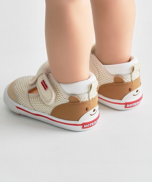 MIKI HOUSE HOT BISCUITS 【14-15cm】かかと顔 メッシュ セカンドベビーシューズ アイボリー