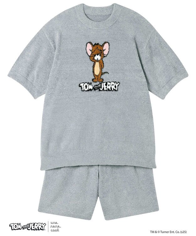 une nana cool トムとジェリー × une nana cool なめらかふわふわプルオーバー&ハーフパンツセット GY