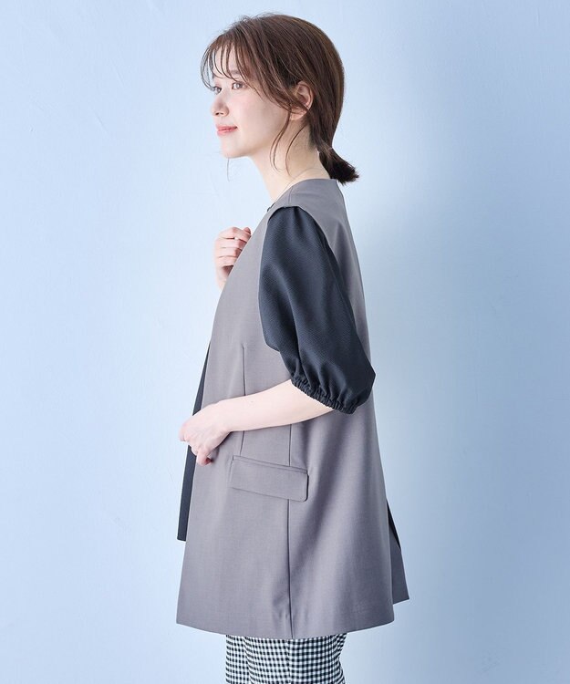 ANY L 【セットアップ可能/ストレッチ】イージーケアジレ グレー