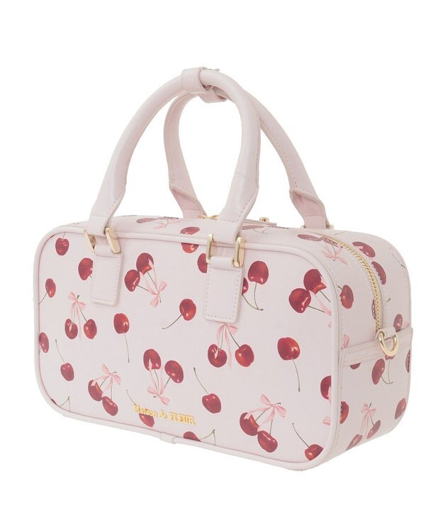 Maison de FLEUR チェリー柄ボストンバッグ Pink