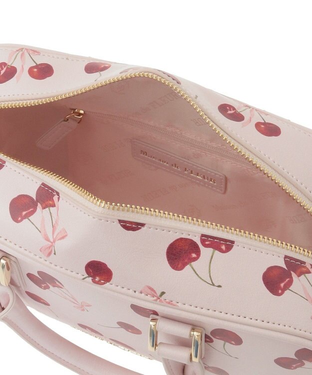 Maison de FLEUR チェリー柄ボストンバッグ Pink
