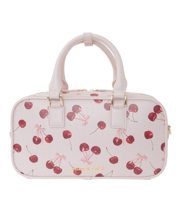 Maison de FLEUR チェリー柄ボストンバッグ Pink
