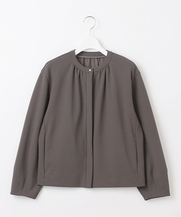 J.PRESS LADIES ジョーゼットジャージー タックスリーブ ブルゾン グレー系