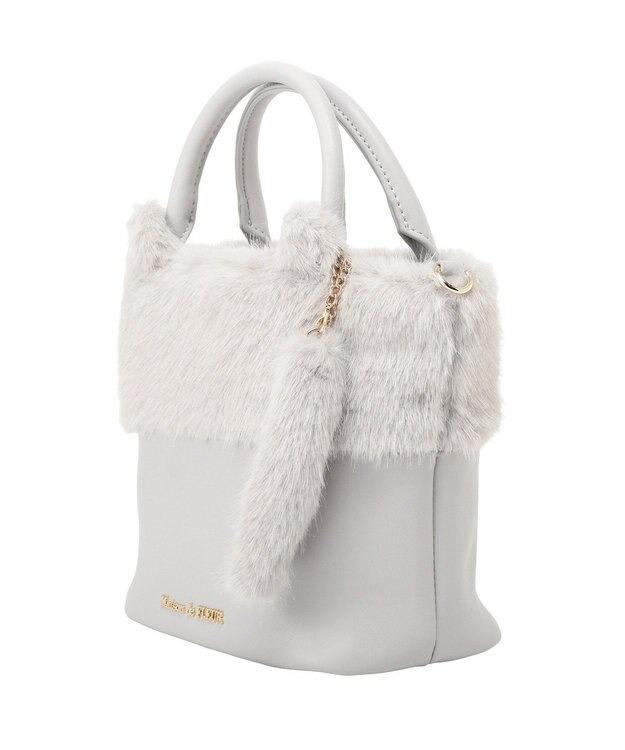 Maison de FLEUR ねこフェイクファーバッグ Light Gray