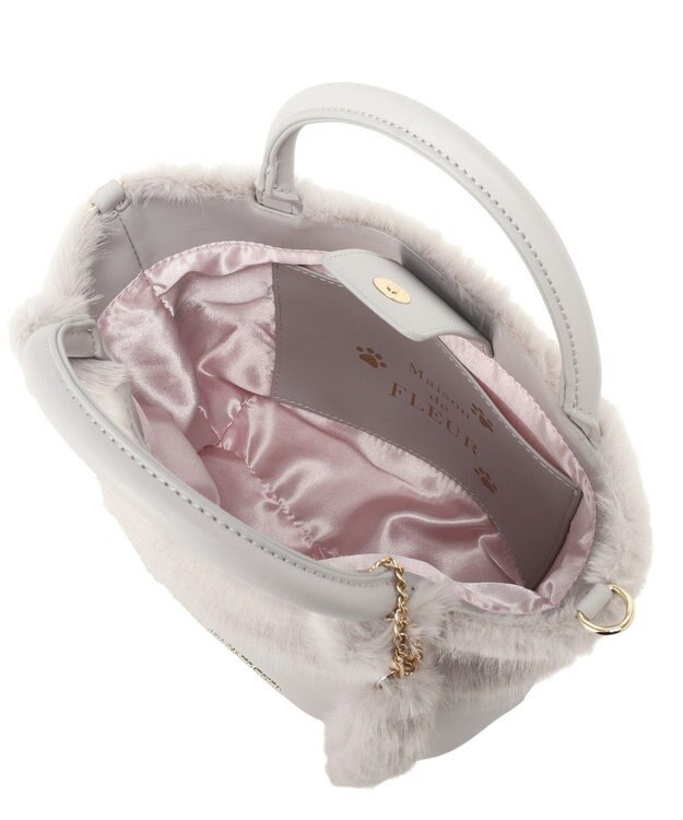 Maison de FLEUR ねこフェイクファーバッグ Light Gray