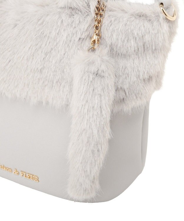Maison de FLEUR ねこフェイクファーバッグ Light Gray