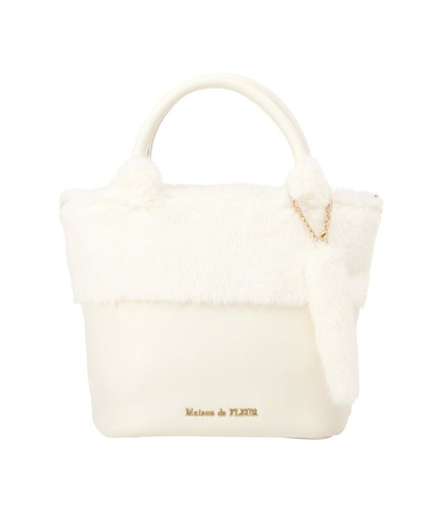 Maison de FLEUR ねこフェイクファーバッグ Ivory