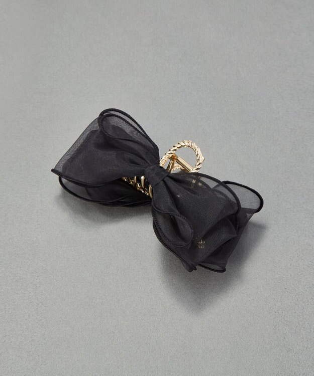 Phoebe ボリュームオーガンジーリボンバンスクリップ　ブラック ブラック