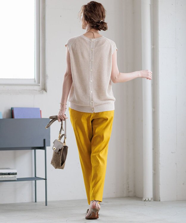 23区 【洗える】ピュアリネン ニット ベスト ベージュ系5