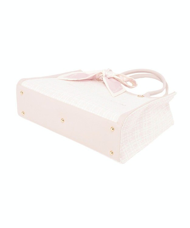 Maison de FLEUR スカーフ付きツイードスクエアトートバッグ Pink