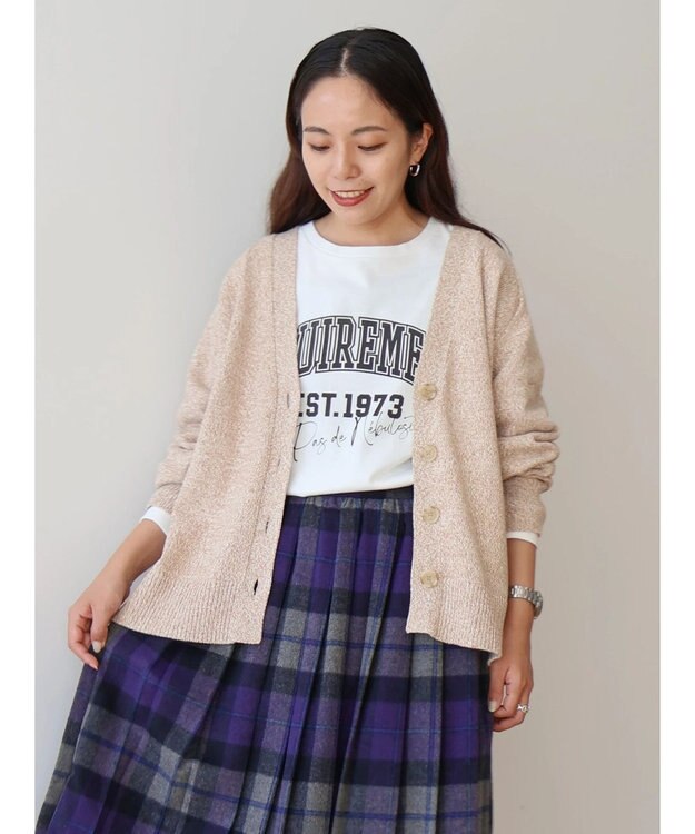 AMERICAN HOLIC ＭＩＸＶネックニットカーディガン Beige