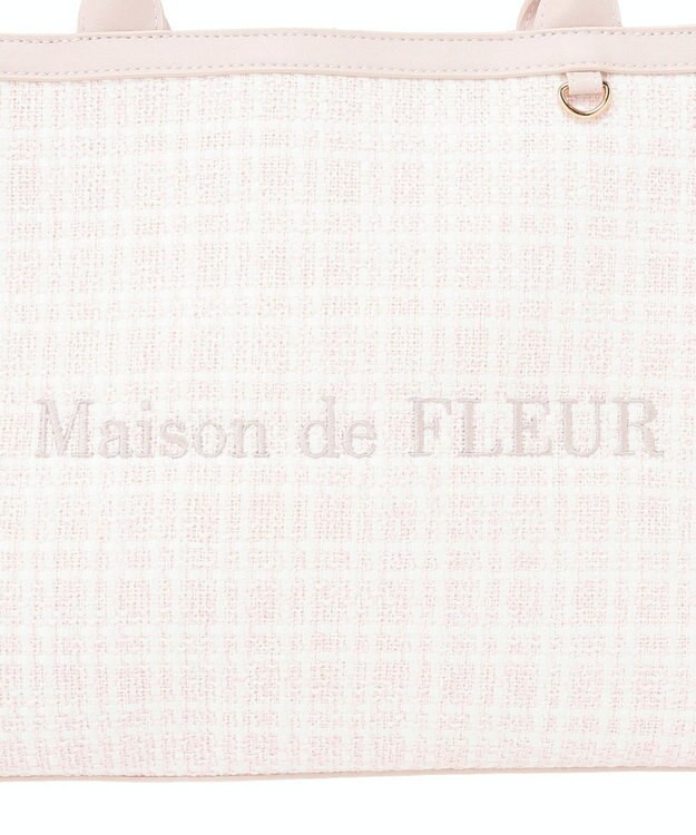 Maison de FLEUR スカーフ付きツイードスクエアトートバッグ Pink