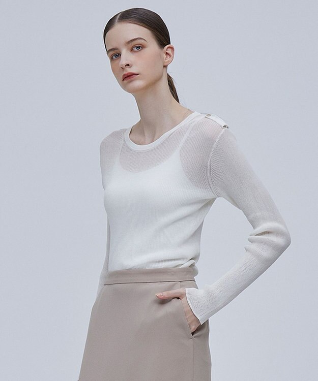 BEIGE， LIANE / リブニットトップス Ecru