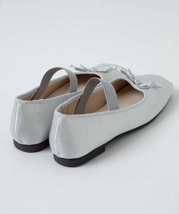 WEGO ベルト付きスクエアバレエシューズ シルバー