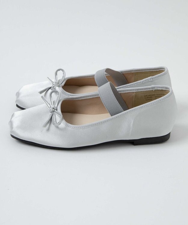 WEGO ベルト付きスクエアバレエシューズ シルバー