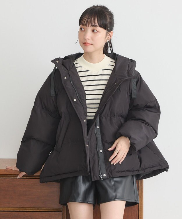 earth music&ecology フーディーパファーブルゾン ブラック