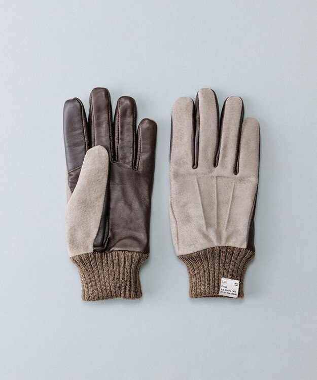 ORuKuBET ピッグスエードラムコンビカフスグローブ(MEN)【日本製・タッチパネル対応】 グレー