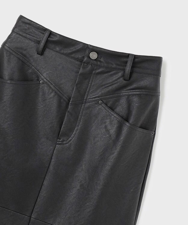 GRACE CONTINENTAL クラッシュレザータイトスカート ブラック