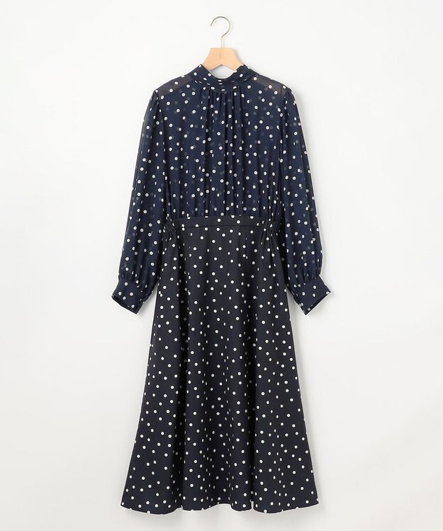 組曲 【前後着用可】シフォンオーガンプリント ボウタイワンピース ネイビーベース系5