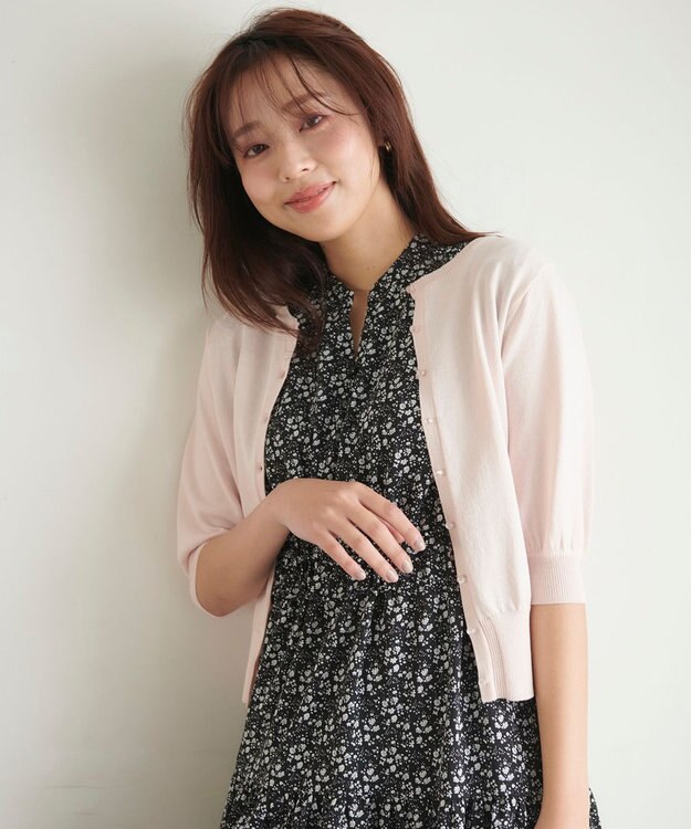 Feroux 【接触冷感・UVカット】ハーフスリーブ カーディガン ピンク系