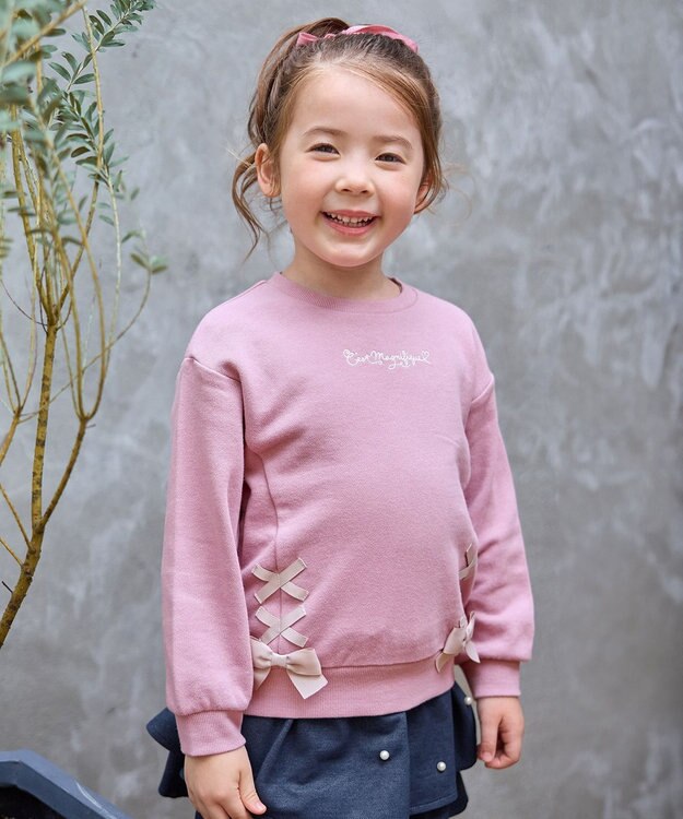 ANY KIDS 裾レースアップトレーナー ピンク