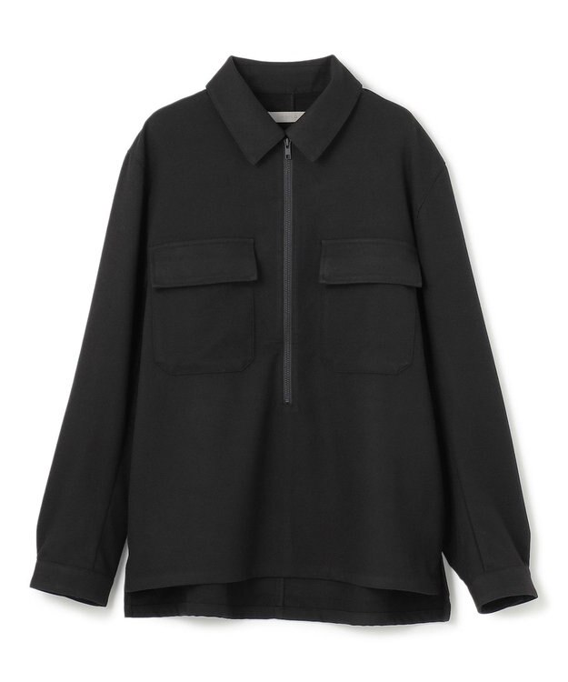 UNFILO MENS 【男女兼用】フラノライク ハーフジップ シャツブルゾン [24年秋冬商品] ブラック