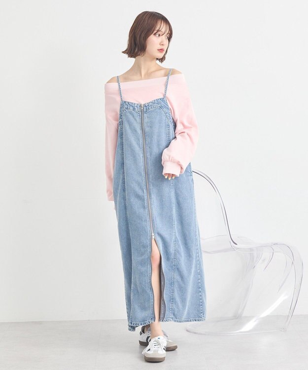earth music&ecology ダブルジップデニムキャミワンピース Indigo
