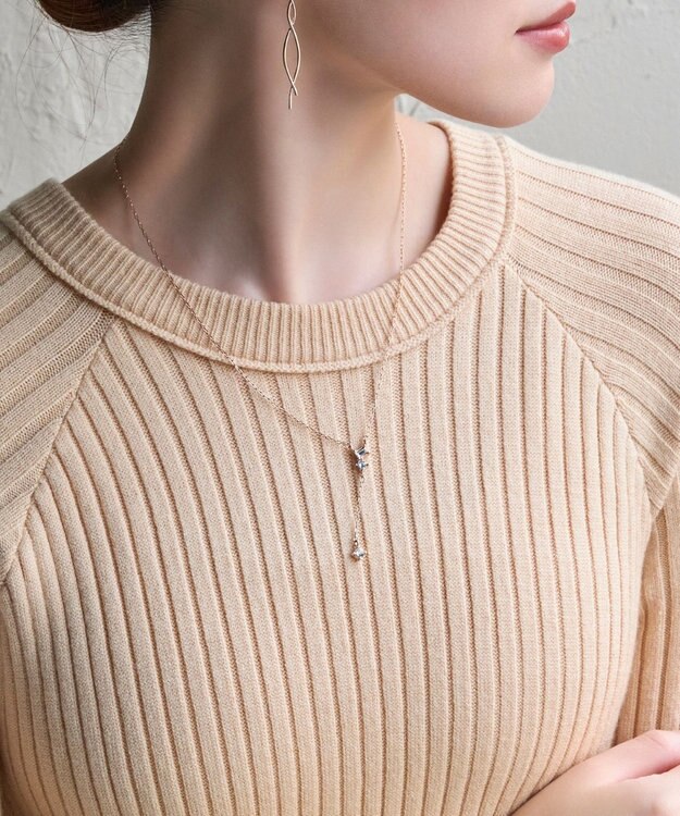 Phoebe 【金属アレルギー対応】ラディアンスビジューYラインネックレス　シャンパンゴールド シャンパンゴールド