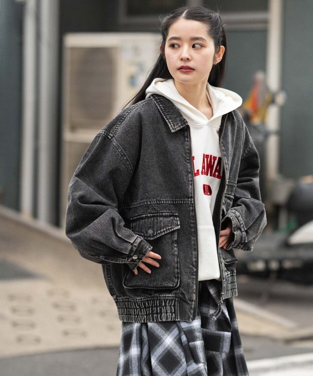 WEGO 【ユニセックス着用ITEM/MLサイズ展開】フライトジャケット デニムブラックソノタ