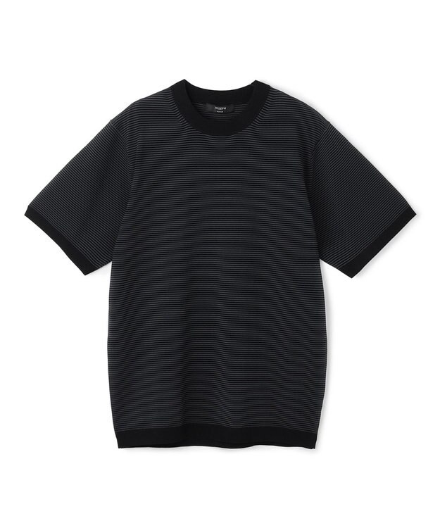 JOSEPH HOMME 【新柄】リュクスレーヨンボーダー　クルーネック半袖ニット グレー系1