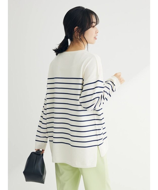 Green Parks ラメ入りボーダーニットプルオーバー Off White