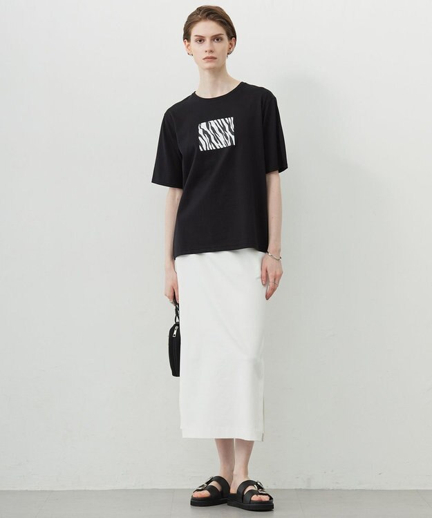 ICB L 【接触冷感・UVケア・洗える】ゼブラ柄 TEE ブラック系