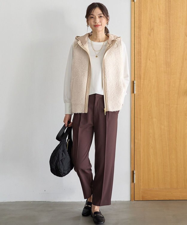 ANY L 【手洗い可】キルトコンビベスト ライトベージュ