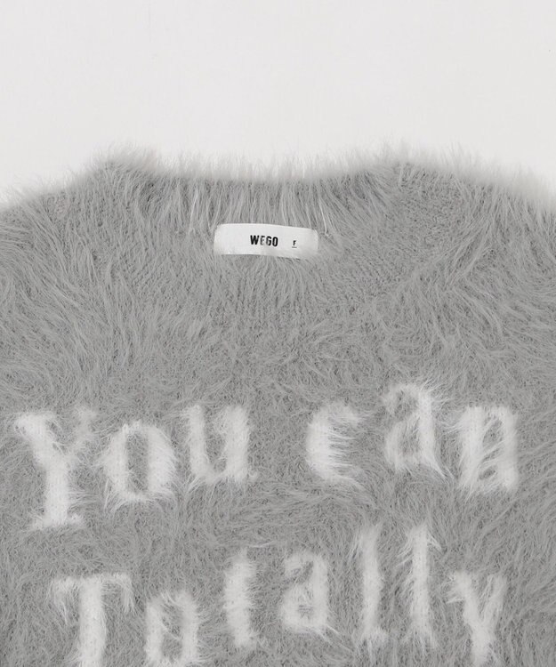 WEGO ロゴシャギーショートニット グレー