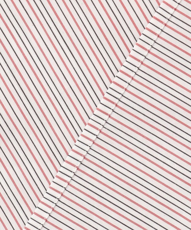 J.PRESS LADIES BEZ ドビーストライプ シャツカラー ブラウス ホワイト×ピンク×スレート系