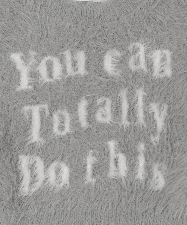 WEGO ロゴシャギーショートニット グレー