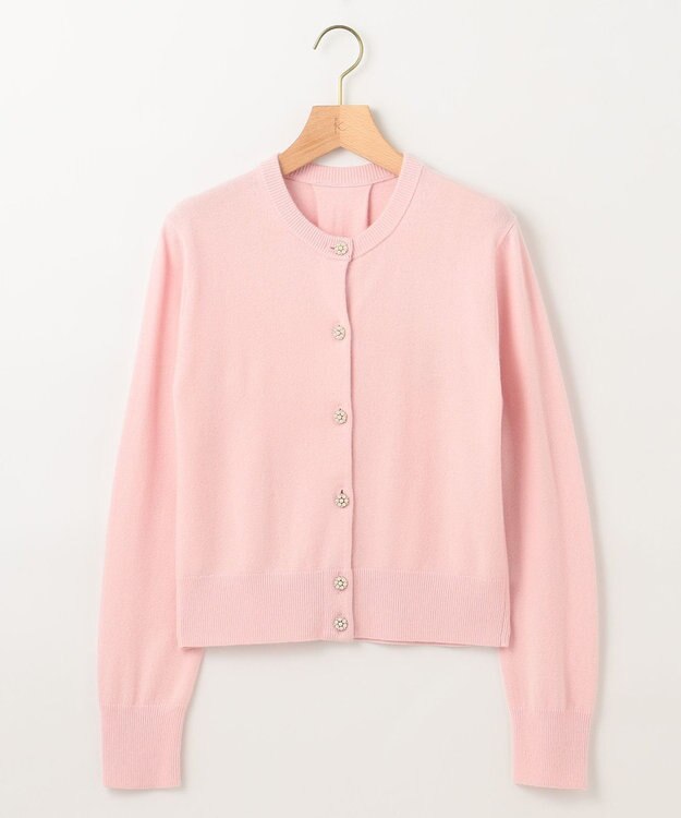 組曲 L 【アンサンブル対応可】ピュアカシミヤ ビジューカーディガン ピンク系