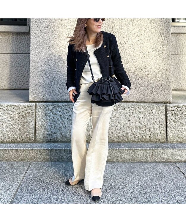 LA BAGAGERIE 【インスタグラマー chiyoさん×LA BAGAGERIE】フリルバケットバッグ ブラック