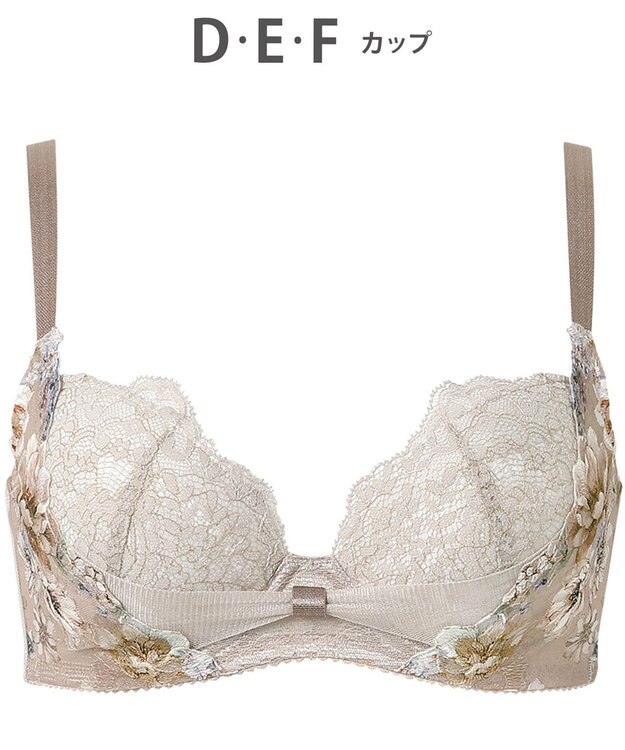 WACOAL ブラジャー 【リボンブラ 脇すっきり】 脇高設計 着やせシルエット 動いても谷間キープ Gカップまで対応 大きいサイズ レディース BXB443 /ワコール サンドベージュ