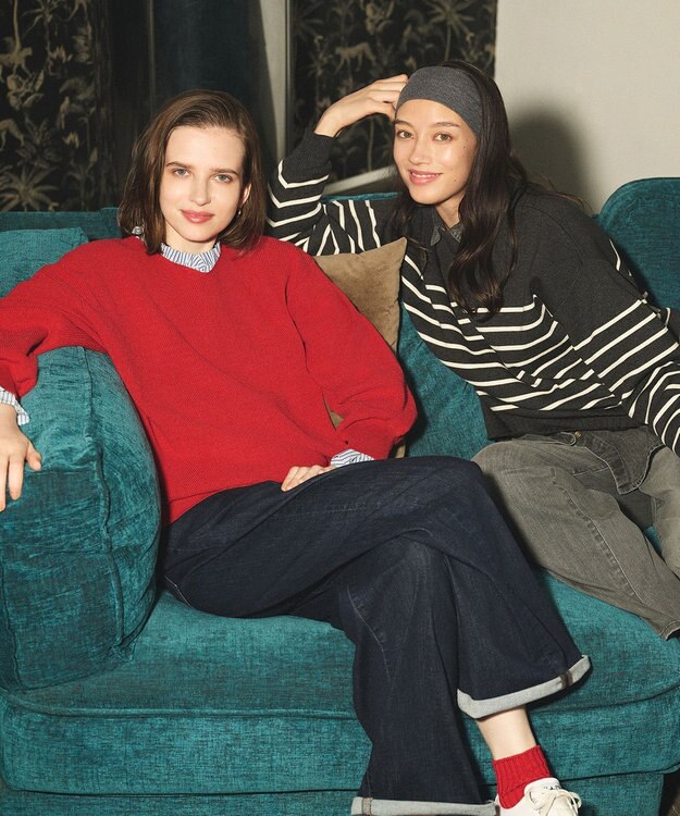 ANY L エニィファンクションハイネックブラウス ブルーストライプ