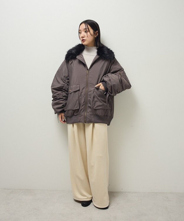 Green Parks ・Ｐｅｔｉｔ　Ｆｌｅｕｒ　ボトルネックリブニット Light Gray