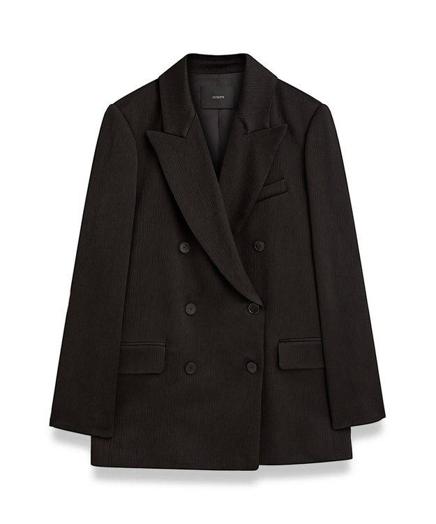 JOSEPH テクスチャードビスコース　ダブルブレステッドジャケット Black