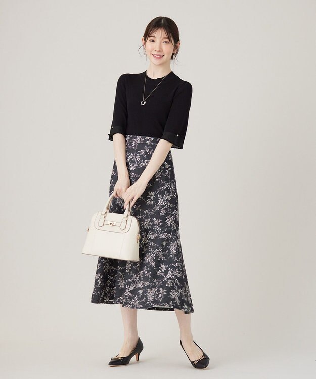 ANY SIS 【洗える】シアーディテール ニット ブラック