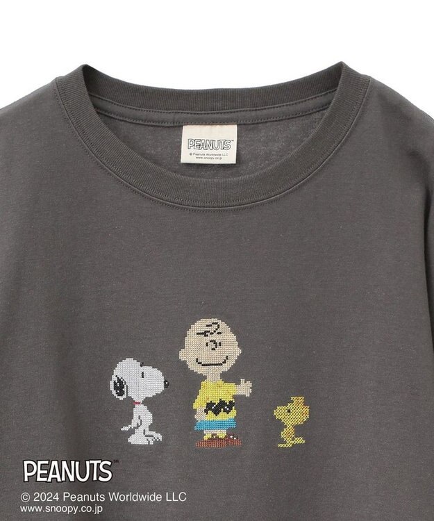 Green Parks ■ＰＥＡＮＵＴＳ　クロスステッチロンＴ Charcoal Gray