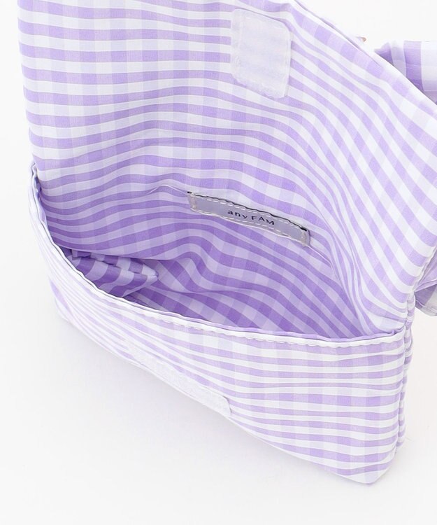 ANY KIDS フリルリボン 移動 ポケット ポシェット ラベンダーギンガム
