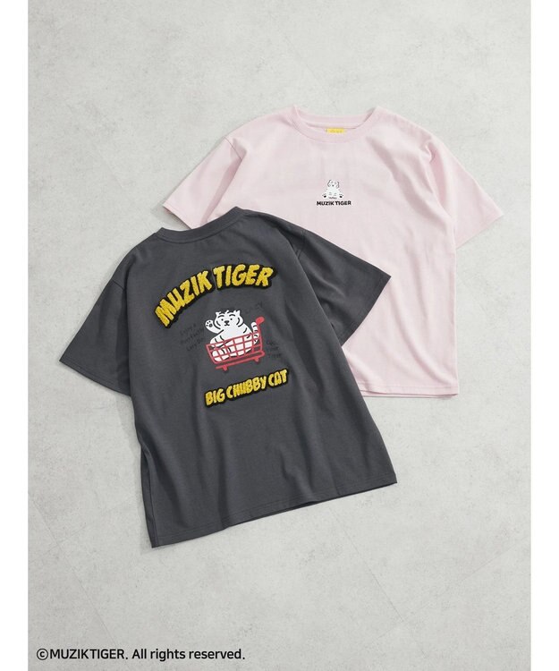 Green Parks ムジークタイガー／バックプリントＴシャツ Charcoal Gray